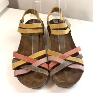 Inter Bios Sandals Strappy Suede Leather Footbed Comfort Multicolor 9/40 Earthy